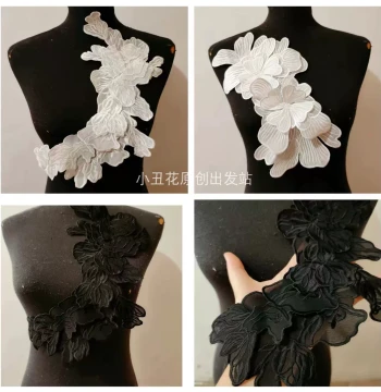 Multi-Layer Flower Fabric Patch Brooch – 3D Hand-Cranked Rosette for Wedding Dress Embellishment
