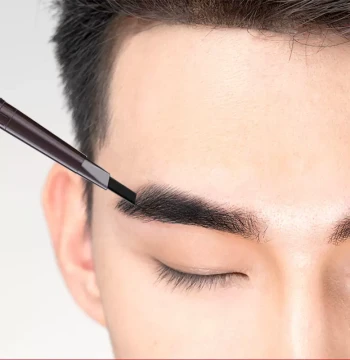 Men's Eyebrow Pencil for Natural, Waterproof, Long-Lasting Wild Brows in Black-Gray Mist Finish, Smudge-Proof