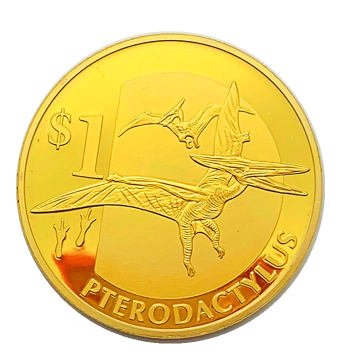 US Pterosaur Dinosaur Gold-Plated Tooth Fairy Gift Coin, Creative Commemorative Medal for Children, Collectible Play Coin