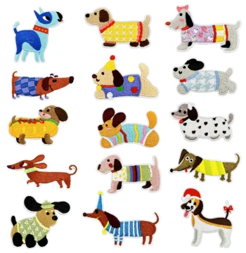 Cute Dachshund Embroidered Patch: Iron-On Fabric Applique for Clothing Repair & DIY Decor