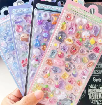 3D Embossed Gem & Crystal Stickers for Kids, Cute Decorative Decals for Phones and Toys