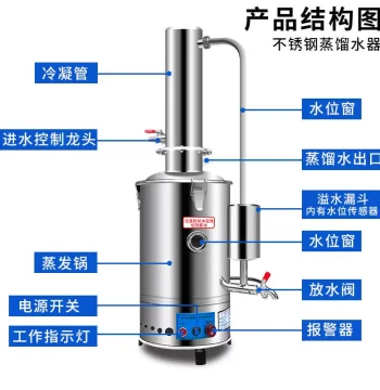 Stainless Steel Electric Distilled Water Maker – Lab-Grade with Auto Shut-Off and Dry-Run Protection for Home Use