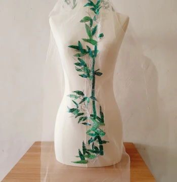 Bamboo Bead Embroidery Patch – DIY Floral Beaded Appliqué for Bridal Wedding Dresses (New Arrival)