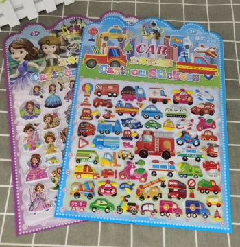 K99 Cartoon 3D Bubble Stickers for Kids, Embossed Gold-Foil Dress-Up Decals