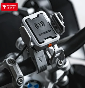 Motorcycle Phone Mount with Anti-Shake Handlebar Mirror and Wireless Charging