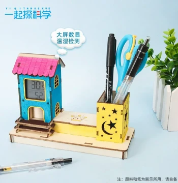 Pen Holder with Temperature & Humidity Display - DIY Science Kit for Kids