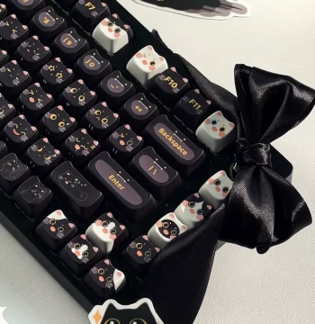 Shibing Studio Little Black Cat Keycaps - MAO Height, Flat Profile, EPBT Five-Side Dye-Sublimation