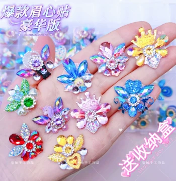 Kids' Forehead Gem Stickers, 3D Rhinestone Makeup Stickers for Girls' Stage Play