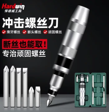 High-Strength Impact Screwdriver with Through-Shank Design, Hammer-Driven Bit for Removing Stuck Screws