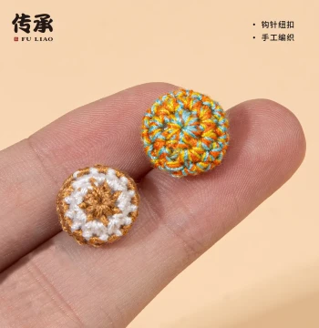 Hand-Crocheted Button for Sweaters and Coats Round Cotton Thread Floral Knitwear and Woolen Garment Decorative Button