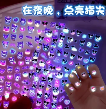 Glow-in-the-Dark Nail Stickers for Kids: 3D Embossed, Odorless Nail Art Toys for Girls and Babies