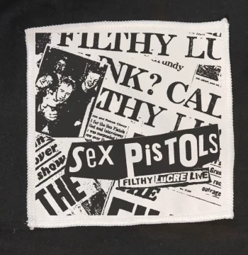 Hand-Sewn Sex Pistols Punk Rock DIY Printed Soft Peach Skin Fabric Patch for Bags and Clothes Decoration Accessories