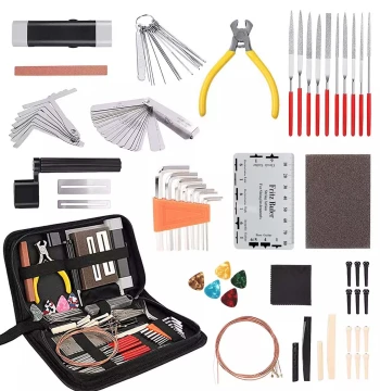 72-Piece Guitar Tool Kit Complete Set, Guitar Maintenance and Repair Kit, Guitar Accessories