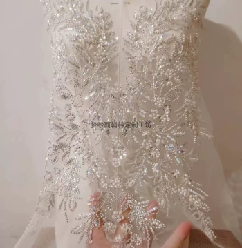 Multi-Color Silver Bead Sequin Embroidered Flower Patch Bride Wedding Dress Beads Sequins Pearls DIY New Arrival
