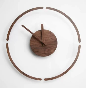 Nordic Solid Wood Transparent Wall Clock - Modern Minimalist Creative Design for Living Room & Bedroom