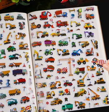 Car & Construction Vehicle Sticker Book Site Traffic Stickers Ages 2-3 to 6 Early Education Enlightenment Boys Toys 4-5