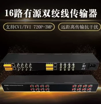 HD 16-Channel Active Twisted Pair Transceiver with Multi-Channel Receiver Compatible with TVI, CVI, AHD, and Analog Signals
