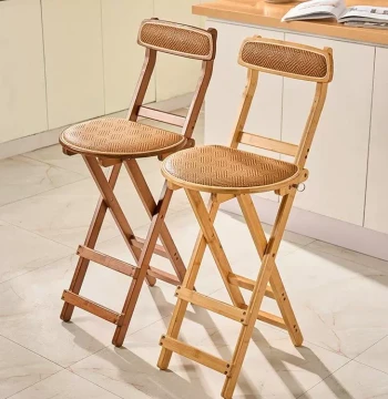 Bar Stool for Home Dining, Cafe Counter, or Cashier Desk - Foldable, Portable Balcony Chair with Backrest