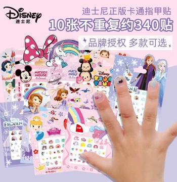 Disney Kids Nail Stickers - Non-Toxic Odorless Girls' Manicure Set with New Cartoon Designs, Perfect Baby Gift