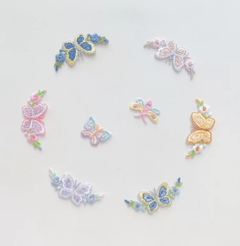 Clearance Sale Butterfly & Small Flower Iron-On Embroidered Patches for Collars DIY Decor