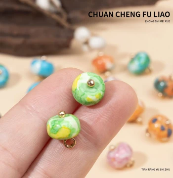 Chinese Style New Chinese Natural Jade Beads Colorful Hanfu Qipao Shirt Tang Suit Zen Wear Gambiered Canton Gauze Cardigan Decorative Buttons