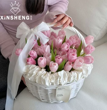 Xinsheng Handcrafted Flower Basket Series – Premium Rattan Woven DIY Floral Gift Basket for Bouquets and Fruit