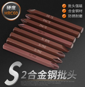 Slotted, Phillips, and Pozidriv Impact Electric Screwdriver Bits with Striking Driver Heads for Forward and Reverse Hammering