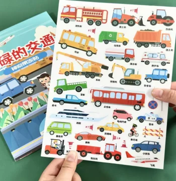 Kids' Fun Jelly Sticker Book Ages 0-3 Tear-Resistant Stickers Construction Vehicles Transportation Educational Toy