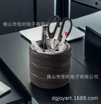 Tire Pencil Holder Car Shape Retro Style Office Desktop Storage