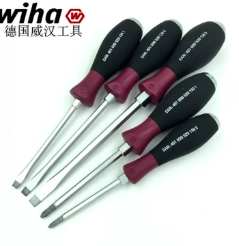 German Wiha Import Slip-Resistant Handle Impact Screwdrivers - 5.5mm, 6.5mm Slotted, PH1, PH2 Phillips