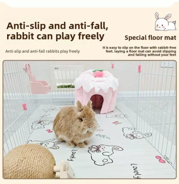 Pet Floor Mat for Rabbits, Guinea Pigs, and Chinchillas, Waterproof PVC Urine-Proof Enclosure Floor Pad, Anti-Slip