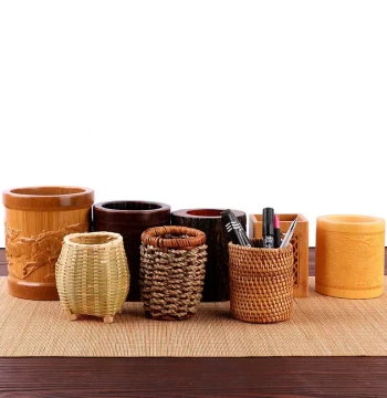 Bamboo Pen Holder Multi-Functional Storage Tube for Office