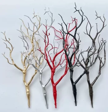 Handmade DIY Forest-Style Christmas Reindeer Antler Branch Headpiece, Lucky Money Tree Branches for Halloween Decor, Coral Branch 35cm