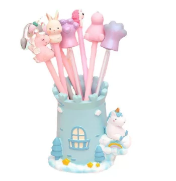Pen Box Unicorn Girl Heart Design Desktop Decoration