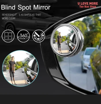 2 Pcs Car Round Frame Convex Blind Spot Mirror Wide-angle 36
