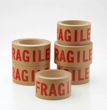 Fragile Warning Kraft Paper Tape - Strong Adhesive Frame Tape, Brown Water-Activated Paper Tape