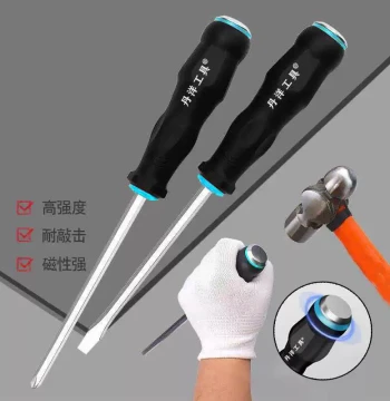 Heavy-Duty Industrial Solid-Core Screwdriver Set with Cross, Flat, and Torx Bits - Large One-Piece Design