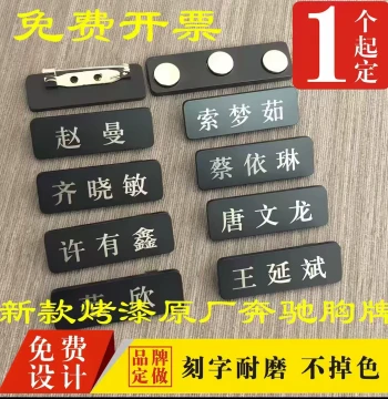 Custom Stainless Steel Name Badge with Logo - Metal Employee ID Plate with Magnetic Pin