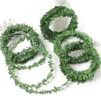 Wire Artificial Leaf Vines for DIY Wreaths and Headbands - Plastic Christmas Greenery Decor Accessories
