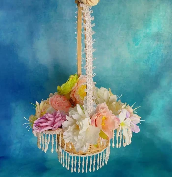 Hanfu Photography Prop Flower Basket - Ancient Style Dance Basket for Wei-Jin Era Rural Themes