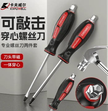 Craftwell Cross/Slotted Impact Screwdriver Set - Thickened Handle, Extended Flat/Phillips Bits with Magnetic Tips