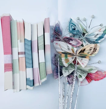 Rose Butterfly Money Flower Origami Paper - Practice Counting Bills for Learning Competitions and Film Props