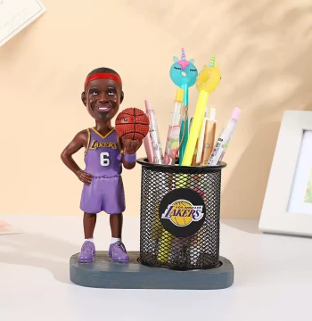 Basketball Star Wire Mesh Pen Holder Resin Ornament