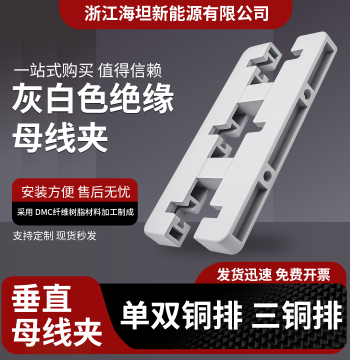 Gray-White Three-Phase Busbar Clamp 270L, 100mm Spacing, Copper Bar Frame 10*120, Single/Double Row Vertical Busbar Fixation 125