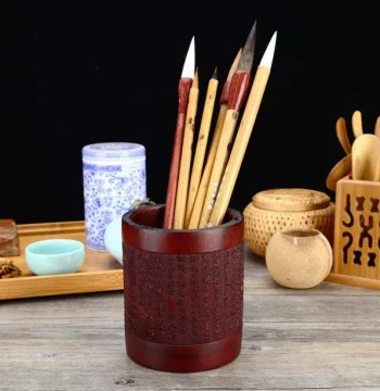 Bamboo Pen Holder Chinese-Style Desktop Ornament for Brush Storage