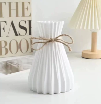 [White Hemp Rope Vase] Flower Arrangement Container, Decorative Simulated Desktop Planter, DIY Handmade Flowers