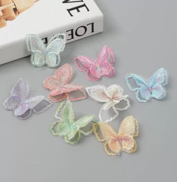 Organza Double-Layer Lace Butterfly Artificial Flowers, DIY Craft Materials, Embroidered Patches for Clothing and Skirt Decoration