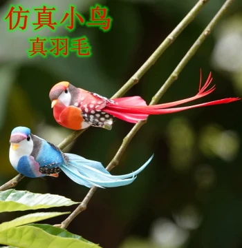 Highly Realistic Artificial Bird with Real Feathers, Foam Garden Landscaping, Courtyard Balcony Potted Plant Decoration, Cute Clip-On Style