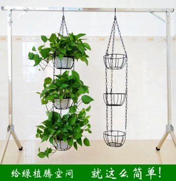 Three-Tier Wrought Iron Hanging Planter Basket for Pothos, Orchids, and Succulents - Free Shipping