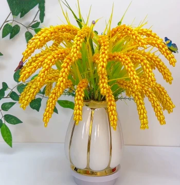DIY Gift Craft Kit, Rice Ear and Wheat Ear Beaded Woven Bouquet, Make Your Own Desktop Decoration with Rice Grain Beads